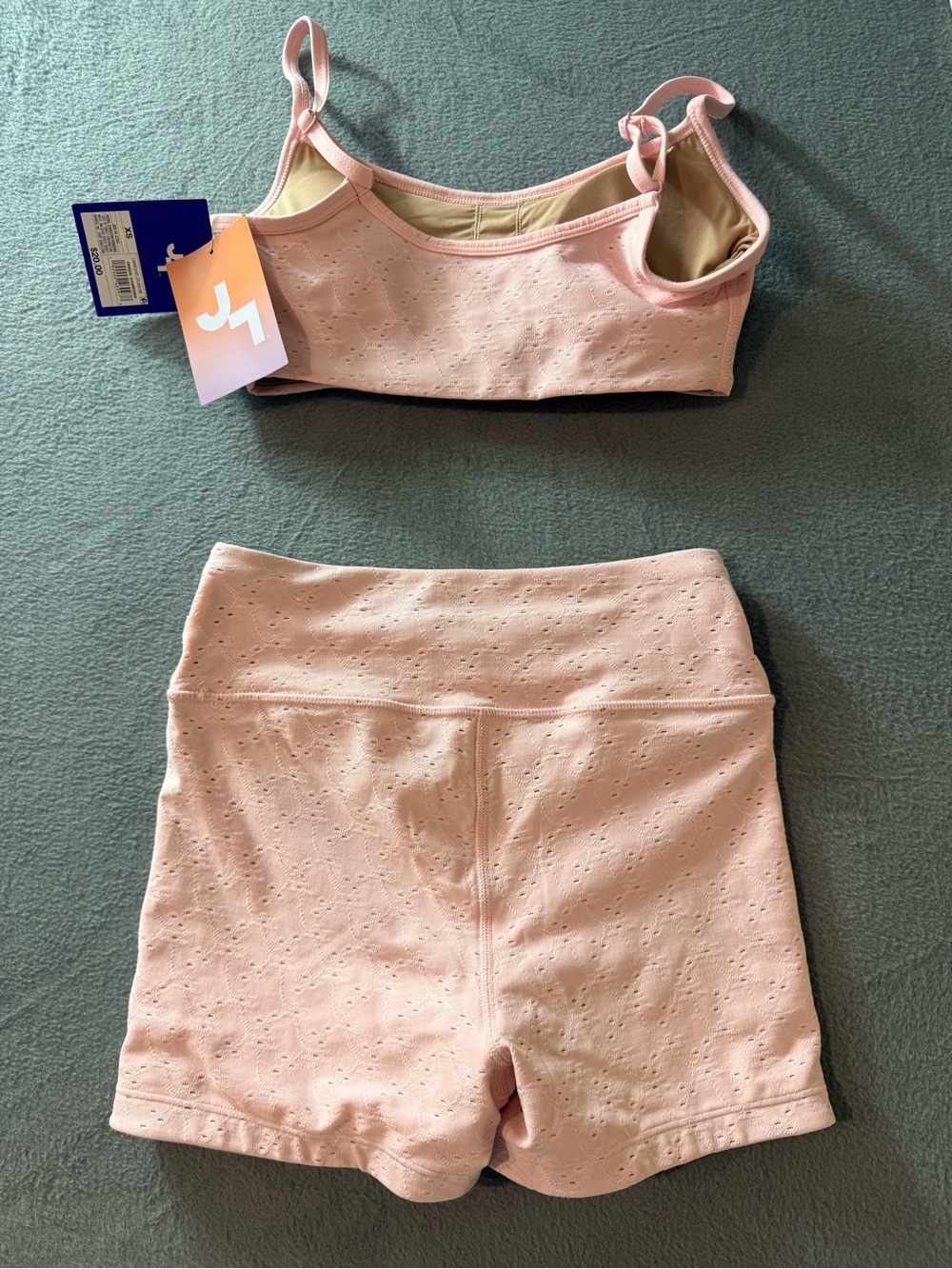 JoyLab - Light Pink Eyelet High-Rise Bike Shorts with Matching Athletic Bra - Picture 11 of 12